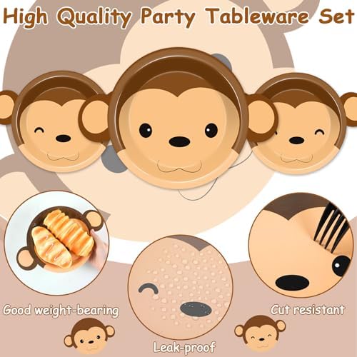 Naozinebi monkey plates used for jungle safari party snacks