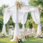 Extra long nineteen feet wedding drapery cascading on floor