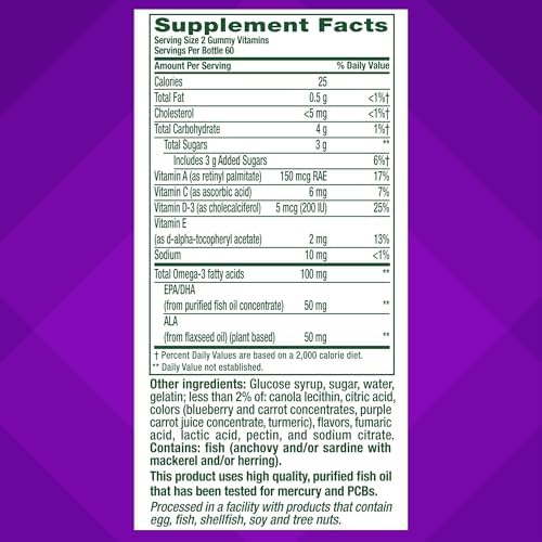 Vitafusion heart health support dietary supplement bottle back