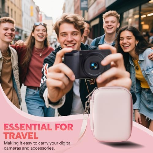 Linpr rose pink shockproof travel container showing semi hard shell construction texture for scratch resistance
