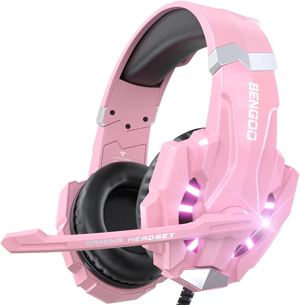 Bengoo G9000 Professional Gaming Headset Pink front view