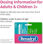 Authentic USA imported Benadryl Extra Strength anti-itch tube emphasizing skin protectant and pain relief properties.