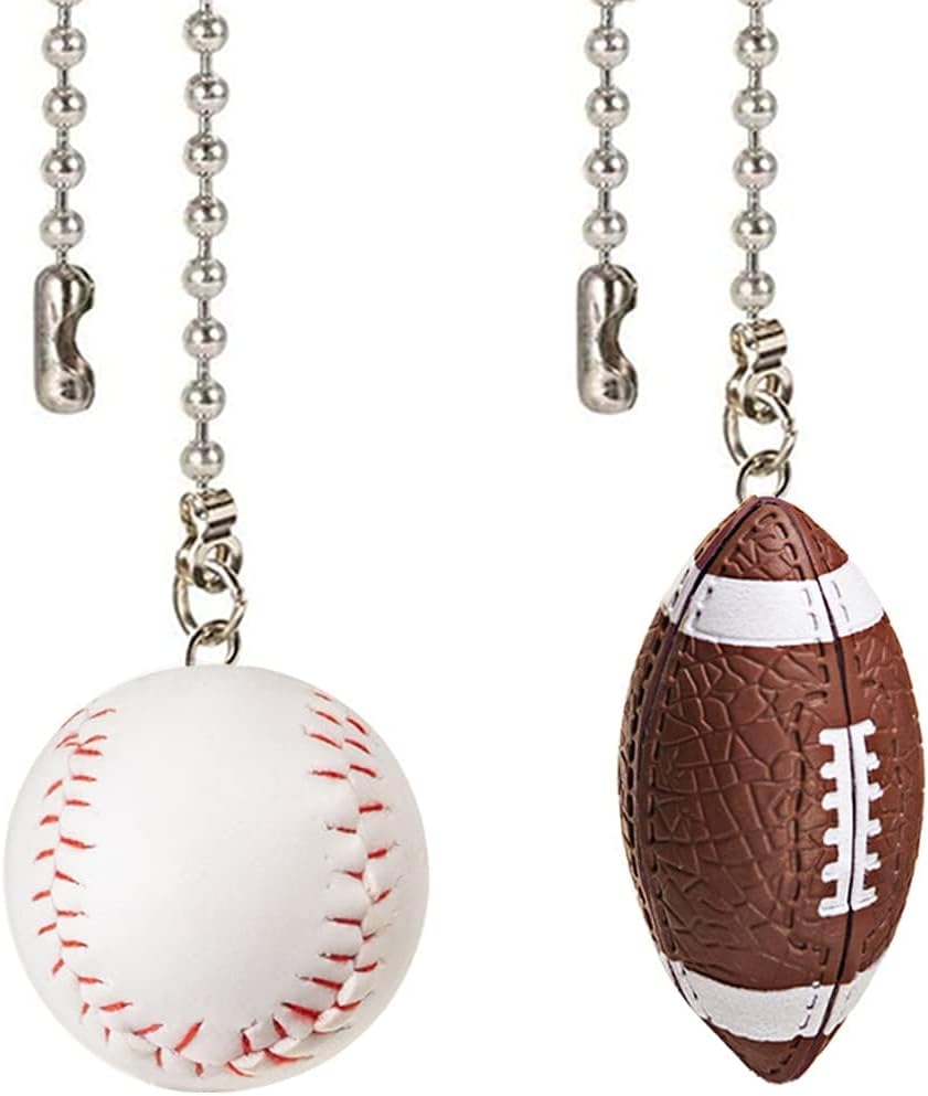 Baseball and Baseball Bats Ceiling Fan Pull Chain Ornaments Extenderwith 12" Silver Bead Chain Fan Pulls - Image 11