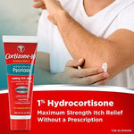 Back label of Cortizone 10 Anti Itch Lotion for Psoriasis with drug facts and directions.