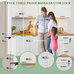 Grey child safety locks for kitchen cabinets and drawers