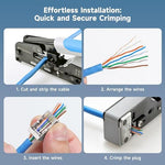 Cable Matters 100-pack network connector kit displayed next to its industrial storage container with built-in carrying handle.