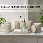 Close up view of the textured ribbed design on the LIN CHUAN premium polyresin bathroom accessory collection