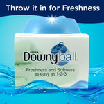 Close up of the blue lid and white base of the automatic laundry ball
