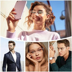 Durable full rim blue cut reading glasses lifestyle presentation