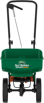 Scotts Turf Builder EdgeGuard Mini Broadcast Spreader front view equipment