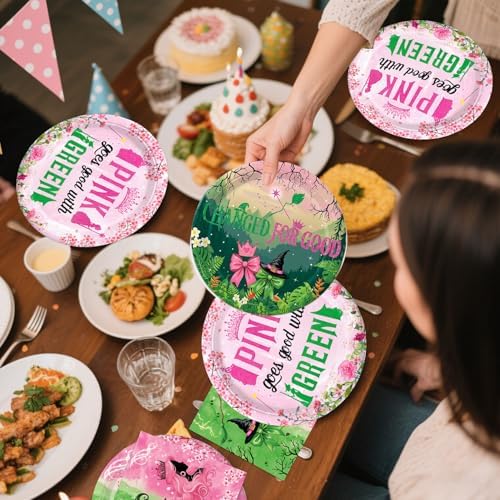 Full collection of witch birthday party tableware components