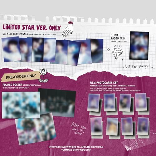 Full merchandise display of the JYP Entertainment Stray Kids Rock Star Limited edition music album