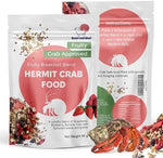 Premium wild scavenger diet mix for land hermit crabs emphasizing natural foraging benefits.