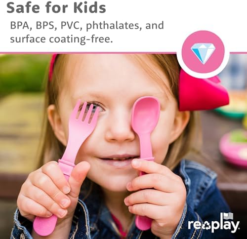 Re-Play divided toddler plates set with utensils