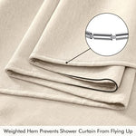 ANRODUO 108 inch long linen shower curtain with twelve rust resistant metal hooks