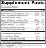 Naturelo bone health supplement ingredient label
