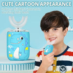 Waterproof rechargeable kids toothbrush showing 6 cleaning mode buttons