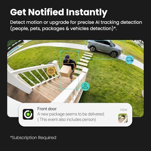 Kiwibit weatherproof outside camera monitoring a residential property driveway with smart AI detection enabled.