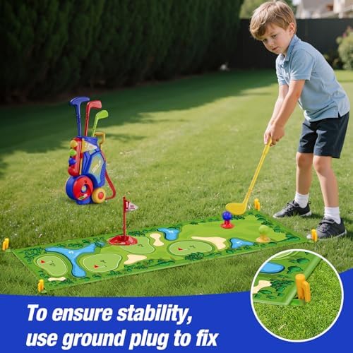Hyes toddler golf set organized inside storage cart