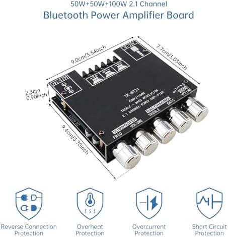 Close up of the DiGiYes home theater amplifier board revealing the integrated circuit components and heat sink.