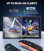 Console sliding easily into its charging dock with the premium glass protector attached.