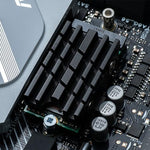 JOYJOM 2242 NVMe heat sink showing adjustable U-shape bracket for drive mounting.