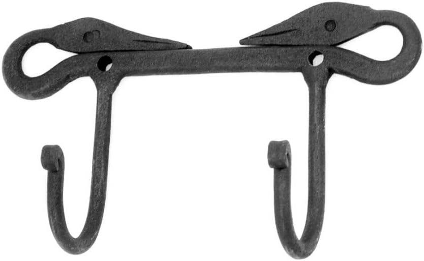 Renovators Supply Manufacturing Twisted Single Wall Hook, Wrought Iron Black Powder Coat, Coat Robe Hat Hanger, 4.5 in L x 2 in Proj - Image 14
