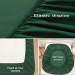 Elastic band detail on rushrushlulu dark green fitted sheet