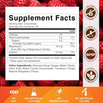 Vitamatic Magnesium 600mg vegan gummies side view displaying the complete nutritional supplement facts