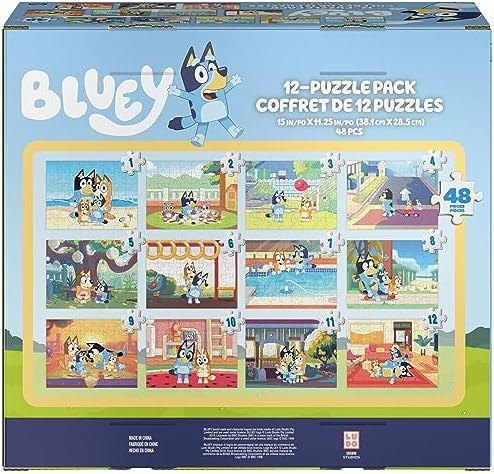Spin Master Bluey family game night puzzle bundle highlighting the collectible metal lunchbox tin container.