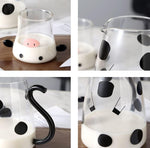 Cartoon Cow Clear Glass Bedside Night Water Carafe Set with Tumbler, Pitcher And Cup Night Set - Image 9