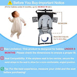 Infant plane travel hammock attached to airline tray table