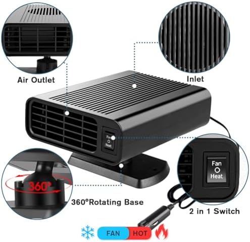 Newception 2 in 1 automotive heating and cooling fan showing large air outlet grill