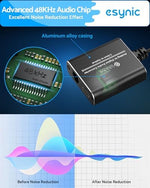 eSynic professional audio converter with usb power connection cable attached for home theater setup