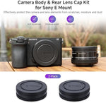 Two pack of durable black ABS plastic rear lens covers showing secure inner mount threads