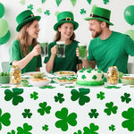 Three pack green disposable plastic tablecloths for party tables