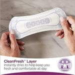 Poise 3 in 1 protection liners highlighting the Absorb-Loc core technology for dryness.