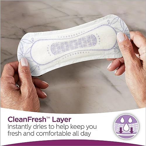 Poise 3 in 1 protection liners highlighting the Absorb-Loc core technology for dryness.