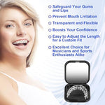 Close-up of a clear teeth shield bumper illustrating a reusable dental wax alternative for braces and aligners.