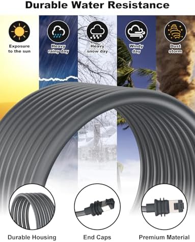 Weatherproof interface plug on the CatBose standard V3 internet cable showing the specialized moisture sealing gaskets.