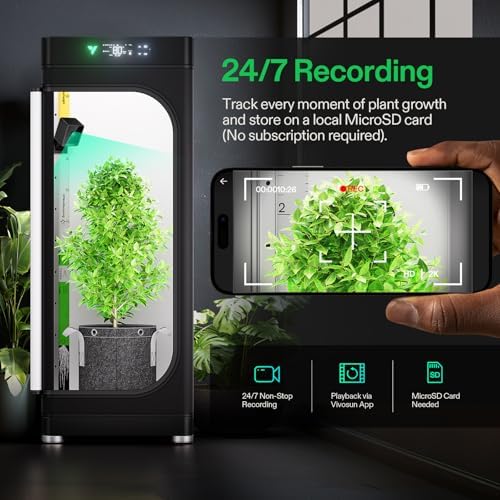 VIVOSUN hydroponic camera packaging contents including screws and power adapter cables