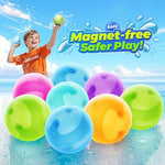 Dalicode magnet free water balloons being submerged and filled quickly in a bucket of water.