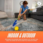 Soft yellow NERF foam hockey ball designed for safe indoor knee hockey play without damaging household items.