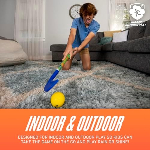 Soft yellow NERF foam hockey ball designed for safe indoor knee hockey play without damaging household items.