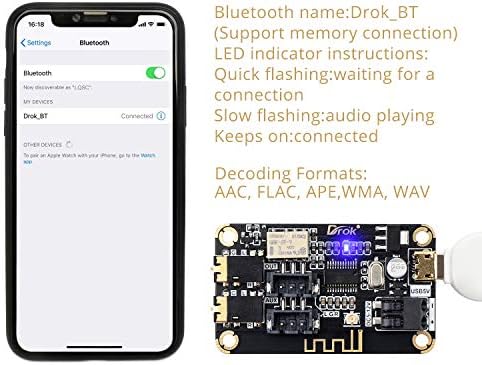 DROK audio receiver module illustrating 2.54mm 3P audio output terminals