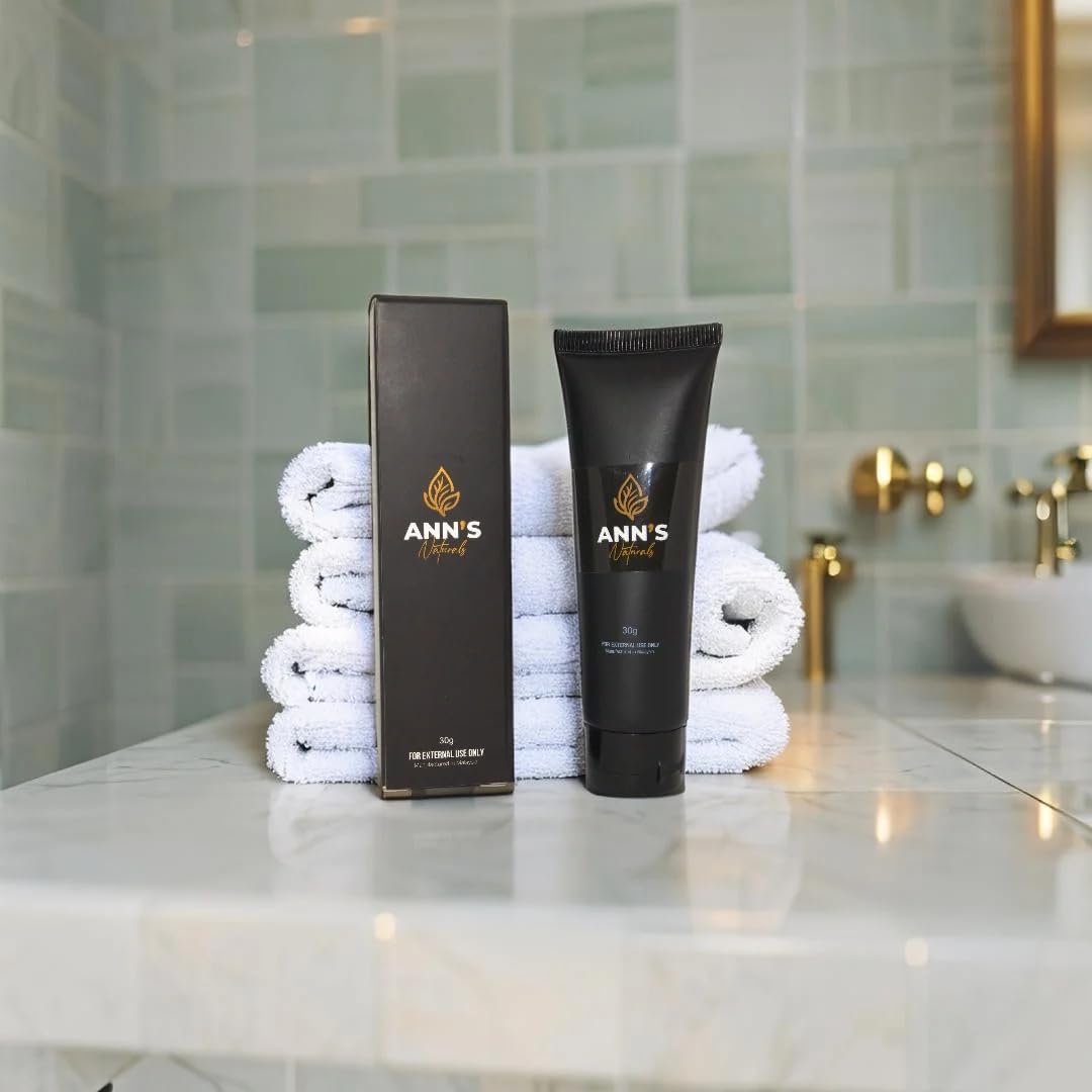 Anns Naturals Intimate Wash for Men front view of premium black and gold packaging tube.