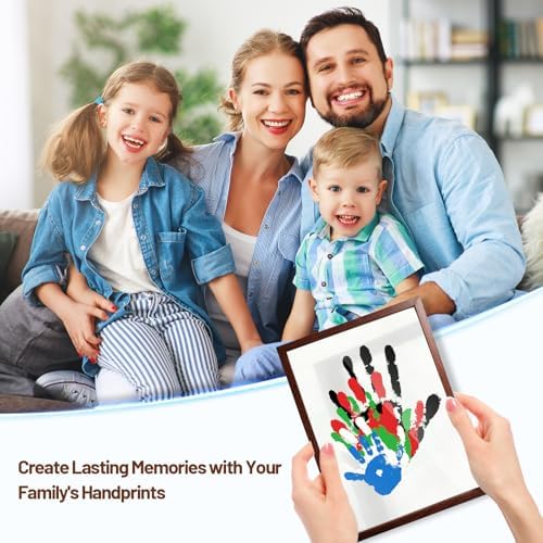 Six safe non toxic washable paints included in the 80S baby hand print gift set