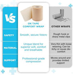OK TAPE packaging displaying the 4 inch by 4 feet product dimensions.