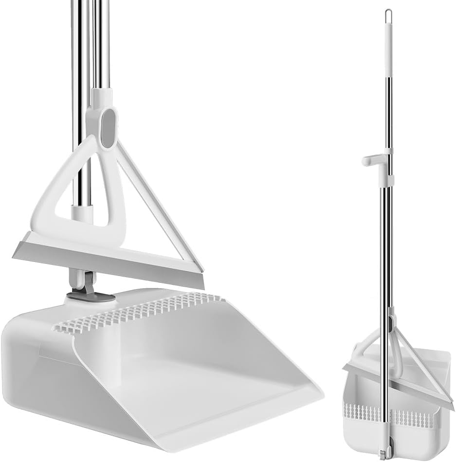 Swiftiron Household Broom and Dustpan Combo Set front view for home cleaning.