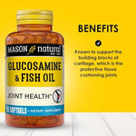 Mason Natural Glucosamine and Fish Oil supplement facts label showing ingredients list.